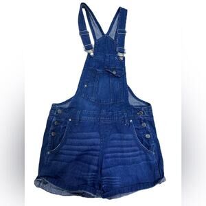 L.E.I. Dark Wash Denim Overall Shorts Size S